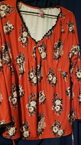 Bell sleeve vneck blouse